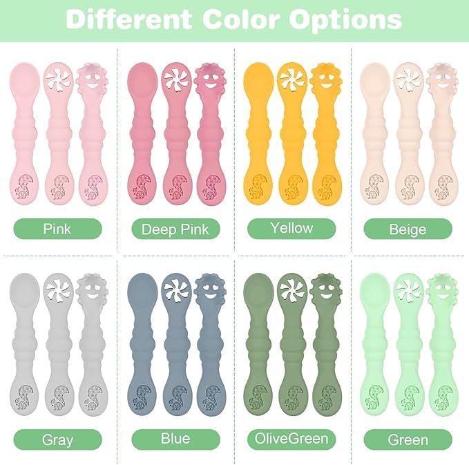 3 Silicone Baby Spoons & Forks Set