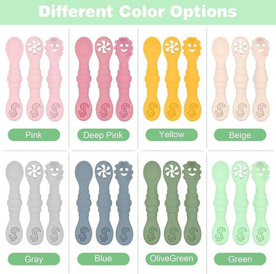3 Silicone Baby Spoons & Forks Set