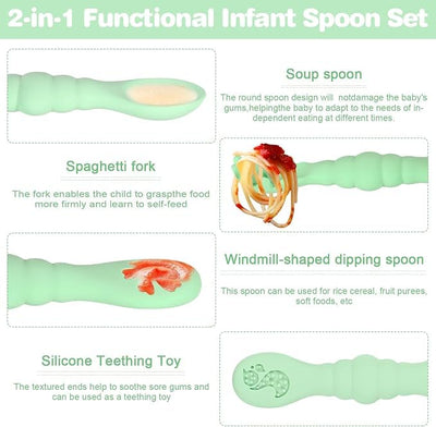 3 Silicone Baby Spoons & Forks Set