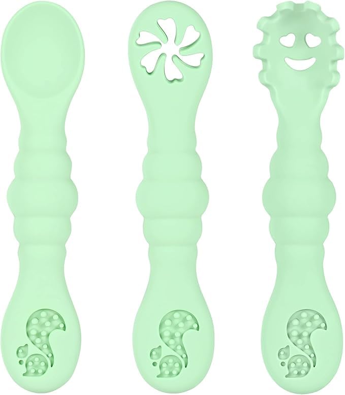 3 Silicone Baby Spoons & Forks Set