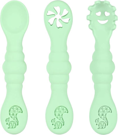 3 Silicone Baby Spoons & Forks Set