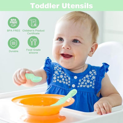 3 Silicone Baby Spoons & Forks Set