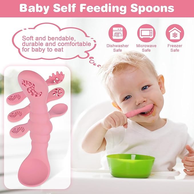 3 Silicone Baby Spoons & Forks Set
