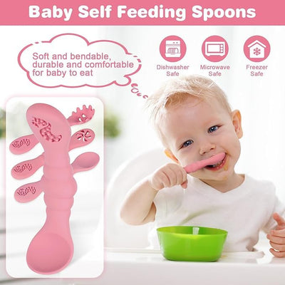 3 Silicone Baby Spoons & Forks Set