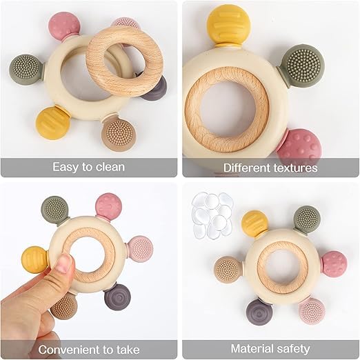 Silicone & Wood Teething Ring