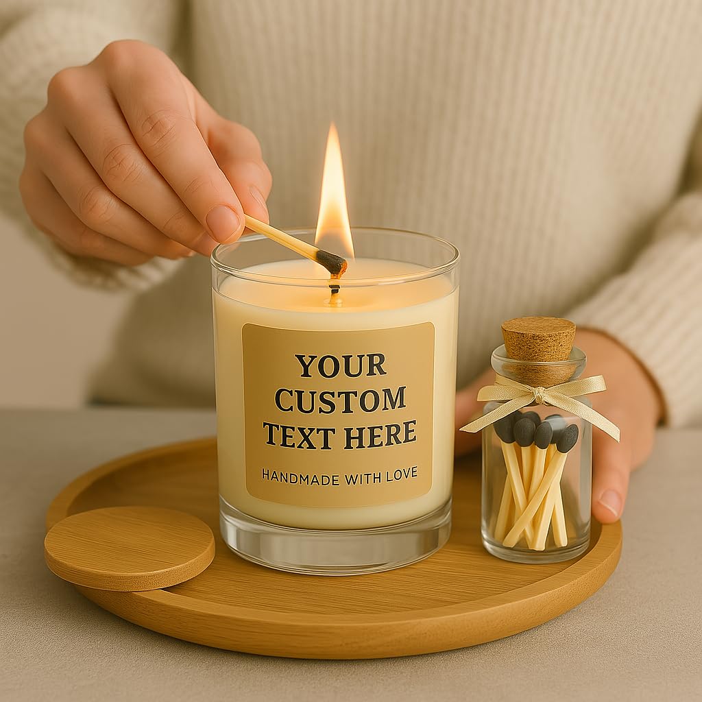 Personalised Soy Candle | Custom Message Gift | Elegant Natural Wax Jar Candle