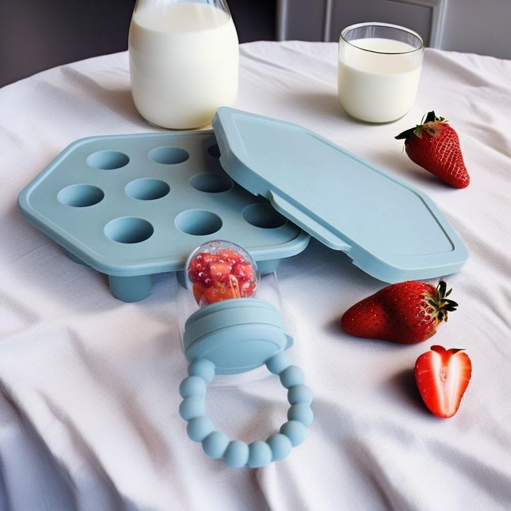 Silicone Baby Fruit Feeder & Breastmilk Popsicle Mold Set