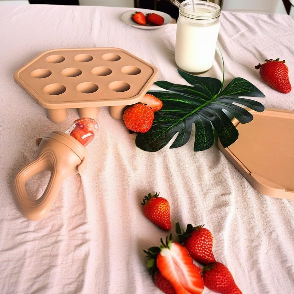 Silicone Baby Fruit Feeder & Breastmilk Popsicle Mold Set