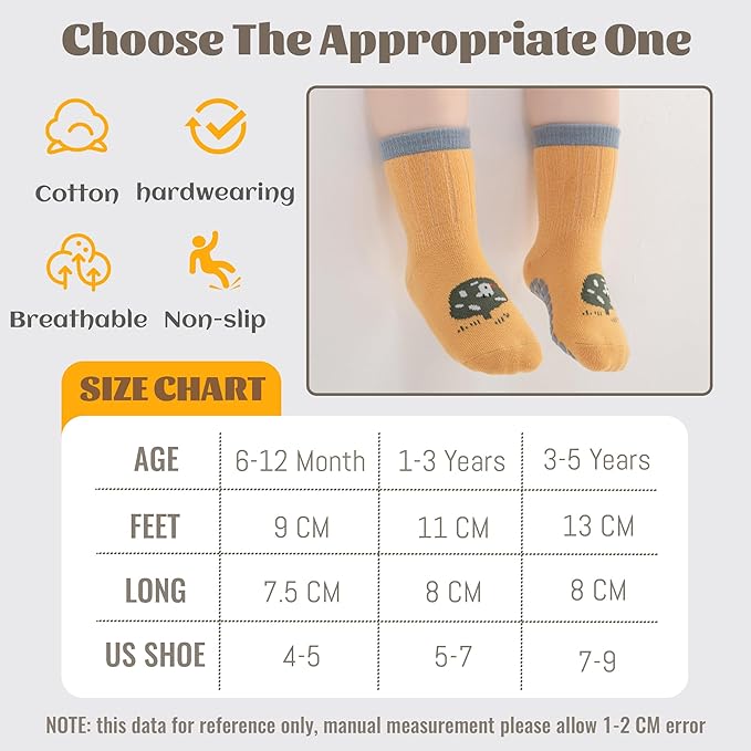 6 Pack Baby Toddler Grip Socks