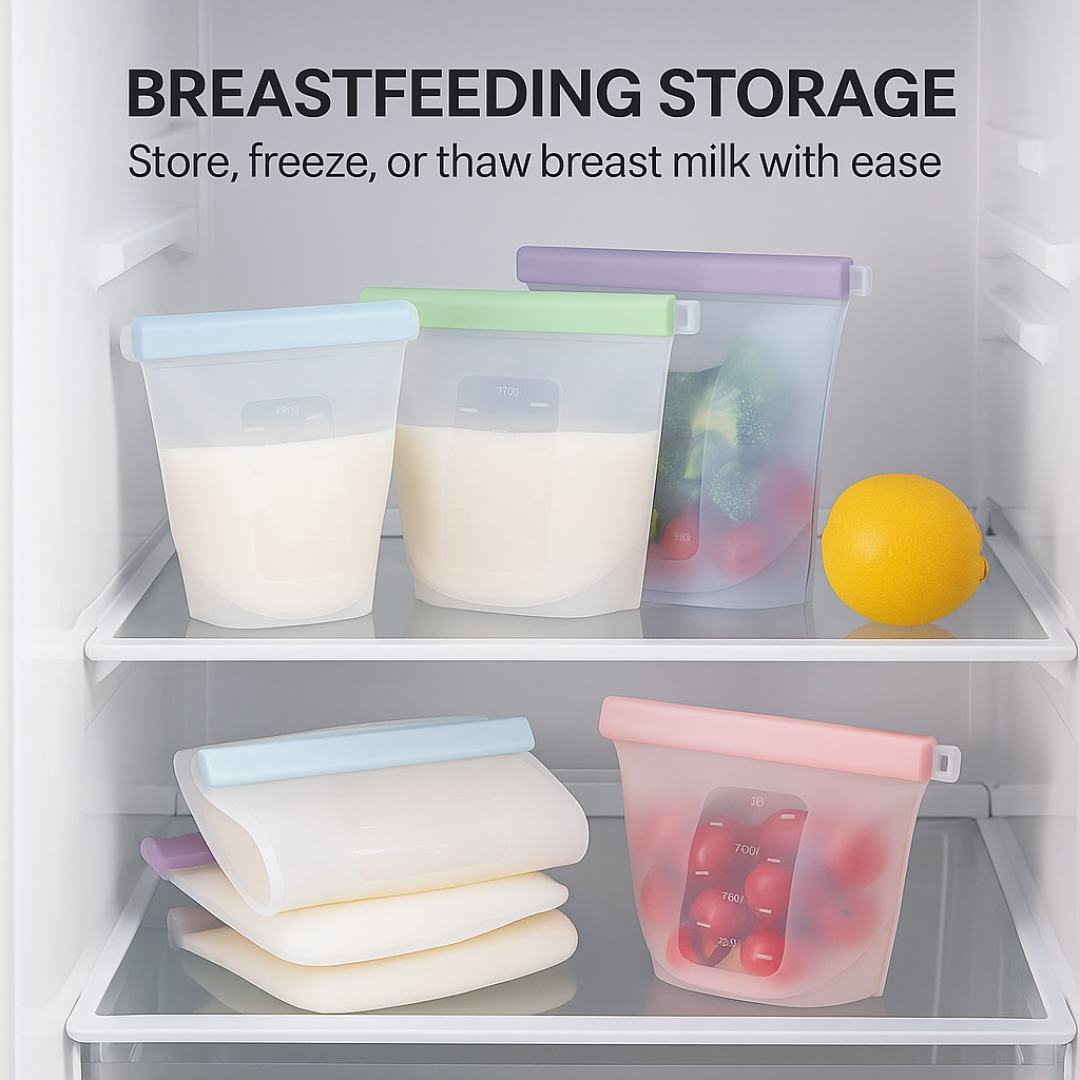 6-Pack Reusable Silicone Breastmilk Storage Bags