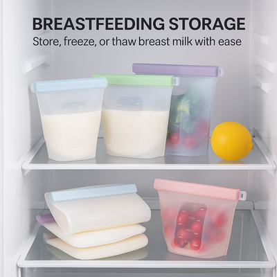 6-Pack Reusable Silicone Breastmilk Storage Bags