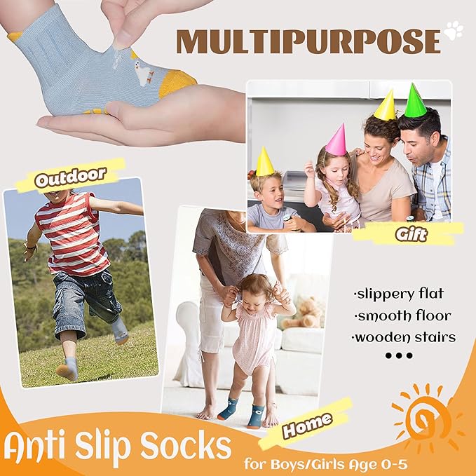 6 Pack Baby Toddler Grip Socks