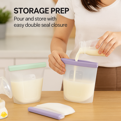 6-Pack Reusable Silicone Breastmilk Storage Bags