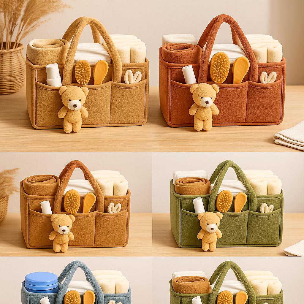 Teddy Bear Baby Diaper Caddy Organizer