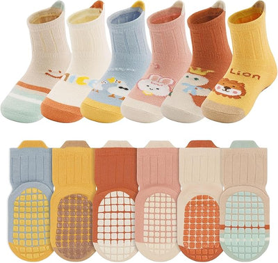 6 Pack Baby Toddler Grip Socks