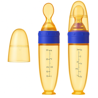 Silicone Squeeze Feeding Bottle with Spoon