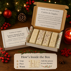 Luxury botanical soy wax melts gift set with four hand-poured snap bars in botanical design