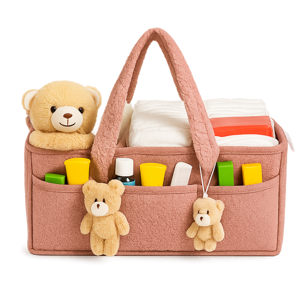 Teddy Bear Baby Diaper Caddy Organizer