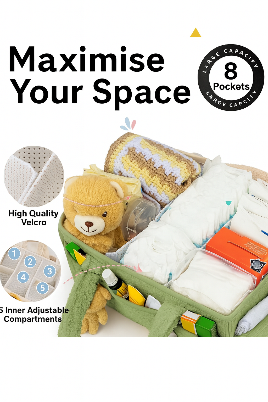 Teddy Bear Baby Diaper Caddy Organizer