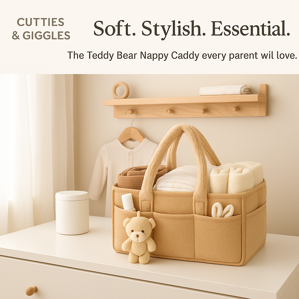 Teddy Bear Baby Diaper Caddy Organizer