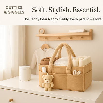 Teddy Bear Baby Diaper Caddy Organizer