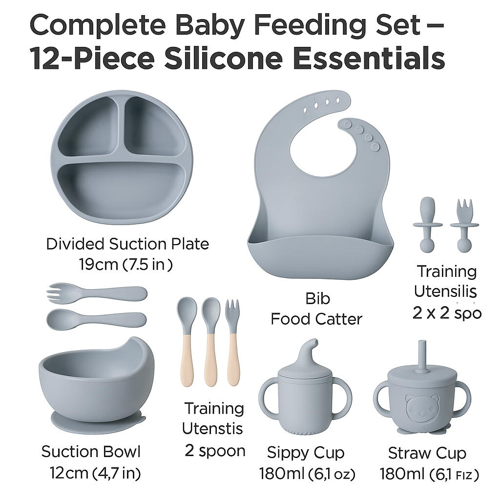 12-Piece Silicone Baby Feeding Set