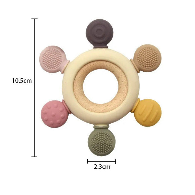 Silicone Teething Toy with Wooden Ring