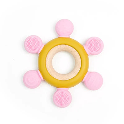 Silicone Teething Toy with Wooden Ring