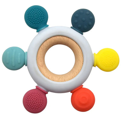 Silicone Teething Toy with Wooden Ring