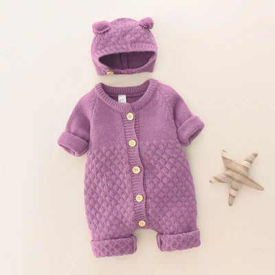 Knitted Romper with Ear Hat