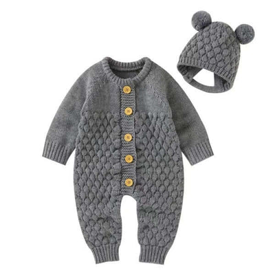 Knitted Romper with Ear Hat